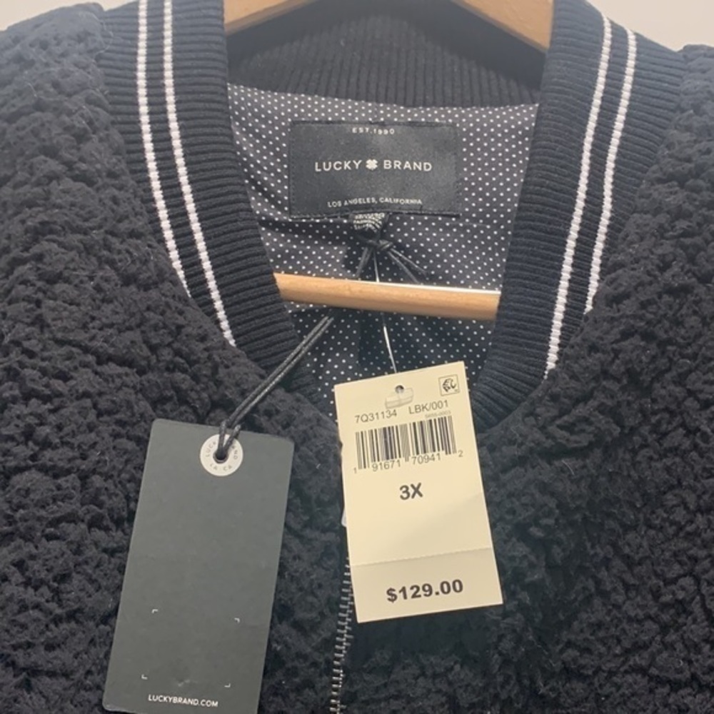 Lucky Brand Varsity Fleece Bomber Jacket 3X NWT - Picture 4 of 6